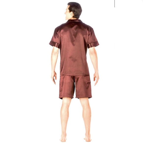 Noble Mount Men's Satin Pajama Set in Burgundy size Large - Picture 6 of 8
